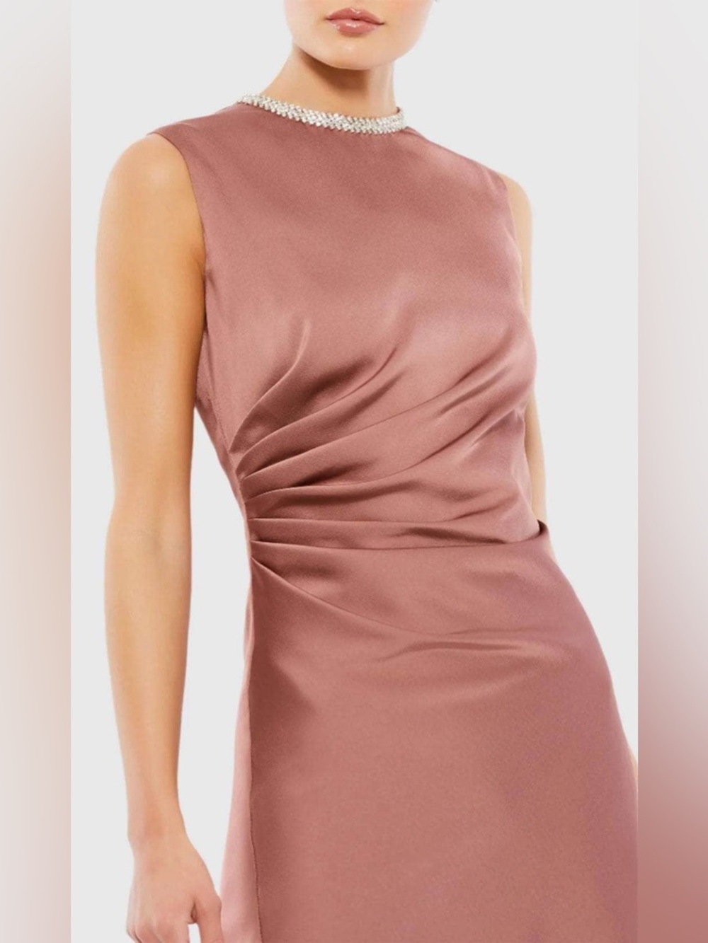 MAC DUGGAL Mauve Rhinestone Neckline Draped Mini Dress (Style #556971) NWOT